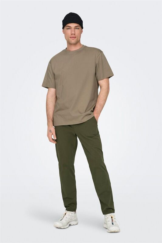 ONSFRED LIFE RLX SS TEE NOOS Erkek Kahverengi T-Shirt - 22022532