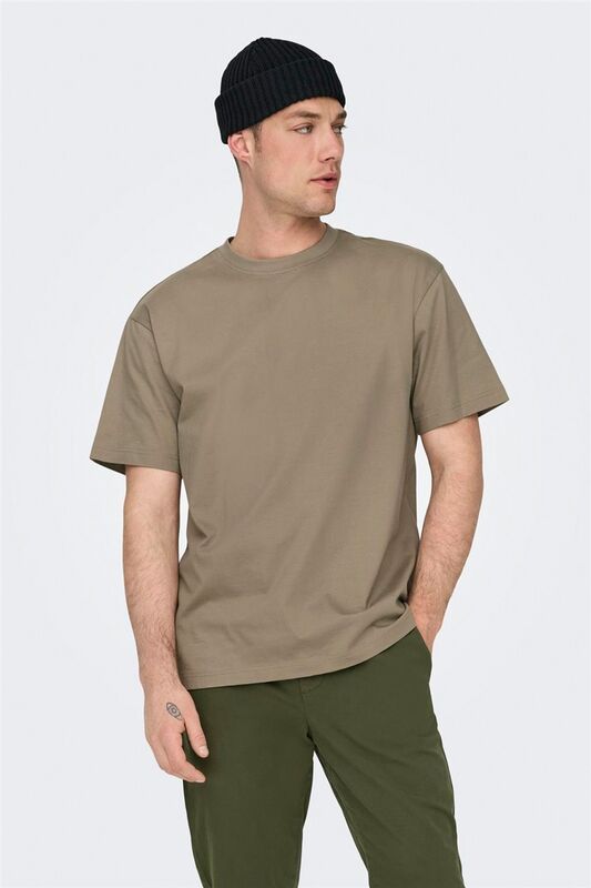 Only & Sons - ONSFRED LIFE RLX SS TEE NOOS Erkek Kahverengi T-Shirt - 22022532