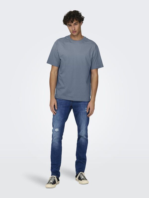ONSFRED LIFE RLX SS TEE NOOS Erkek Mavi T-Shirt - 22022532