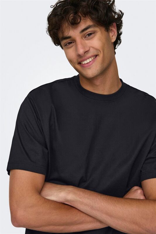 ONSFRED LIFE RLX SS TEE NOOS Erkek Siyah T-Shirt - 22022532