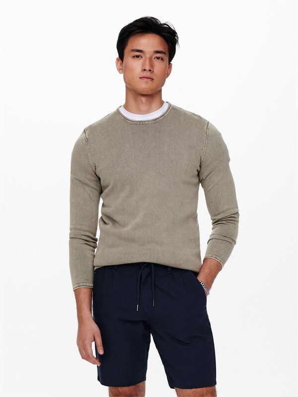 Only & Sons - ONSGARSON 12 WASH CREW KNIT NOOS Erkek Gri Kazak - 22006806