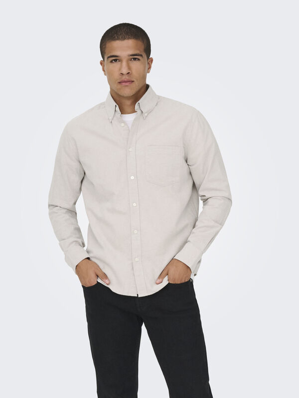Only & Sons - ONSGATON REG LS SHIRT 0360 FRML Erkek Gri Gömlek - 22034511