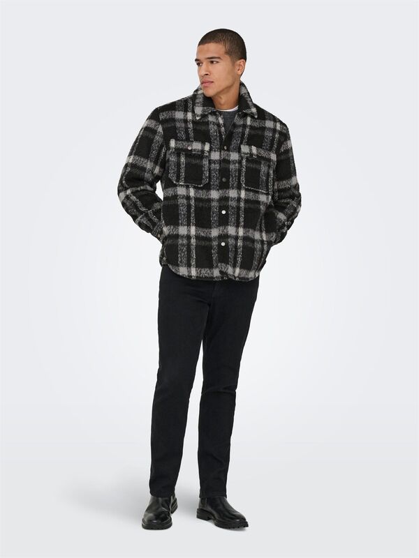 ONSGIO LF CHECK PADDED JACKET OTW Erkek Black Mont - 22030156