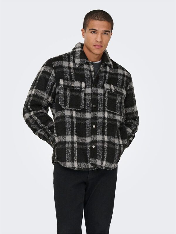 Only & Sons - ONSGIO LF CHECK PADDED JACKET OTW Erkek Black Mont - 22030156