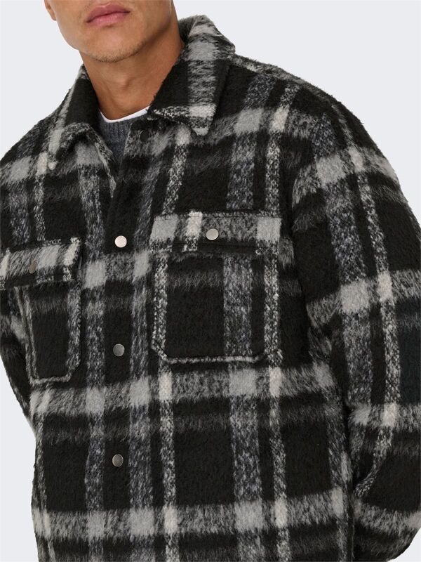 ONSGIO LF CHECK PADDED JACKET OTW Erkek Black Mont - 22030156