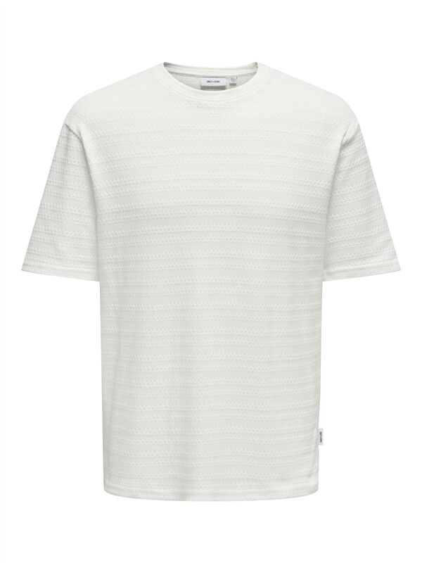 Only & Sons - ONSGIVO REG 12 SS CREW KNIT NOOS Erkek Beyaz T-Shirt - 22031761