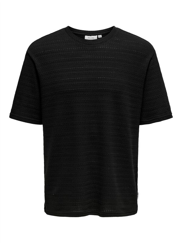 Only & Sons - ONSGIVO REG 12 SS CREW KNIT NOOS Erkek Siyah T-Shirt - 22031761