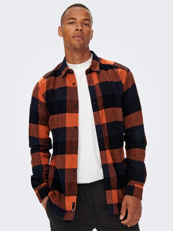 ONSGUDMUND LS 3T CHECK SHIRT NOOS Erkek Kırmızı UK Gömlek - 22020301