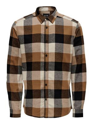 Only & Sons - ONSGUDMUND LS 3T CHECK SHIRT NOOS Erkek Gri UK Gömlek - 22020301