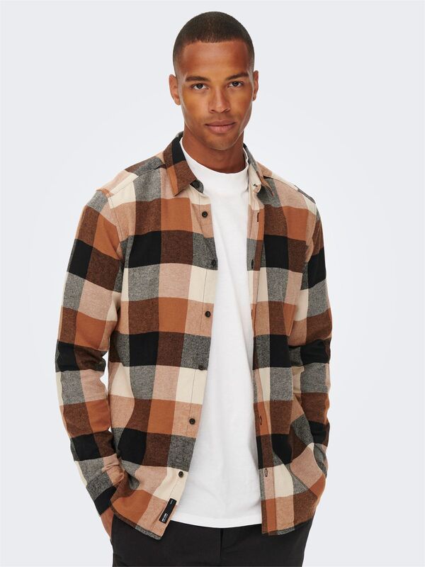 ONSGUDMUND LS 3T CHECK SHIRT NOOS Erkek Gri UK Gömlek - 22020301