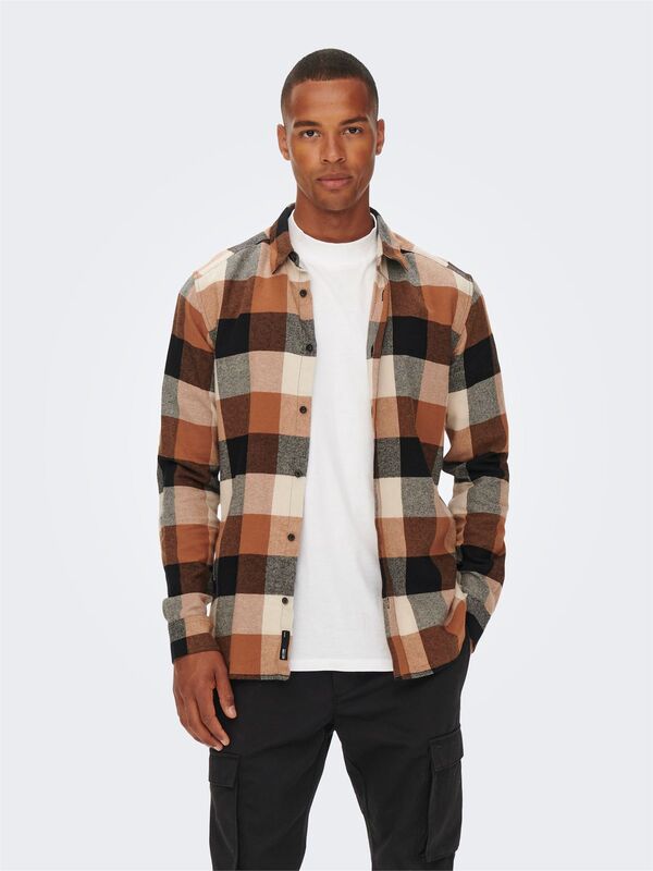 Only & Sons - ONSGUDMUND LS 3T CHECK SHIRT NOOS Erkek Gri UK Gömlek - 22020301