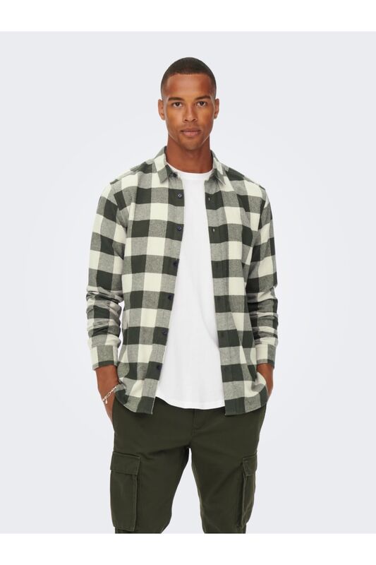 Onsgudmund Ls Checked Shirt Noos Erkek Yeşil UK Gömlek - 22007112