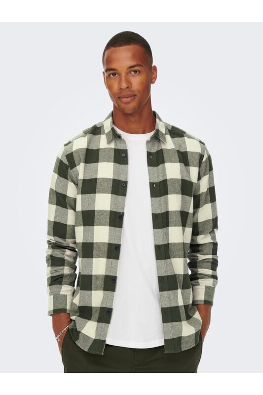 Onsgudmund Ls Checked Shirt Noos Erkek Yeşil UK Gömlek - 22007112