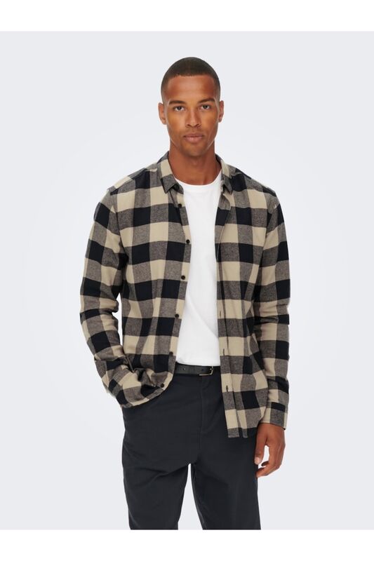 Only & Sons - Onsgudmund Ls Checked Shirt Noos Erkek Lacivert UK Gömlek - 22007112