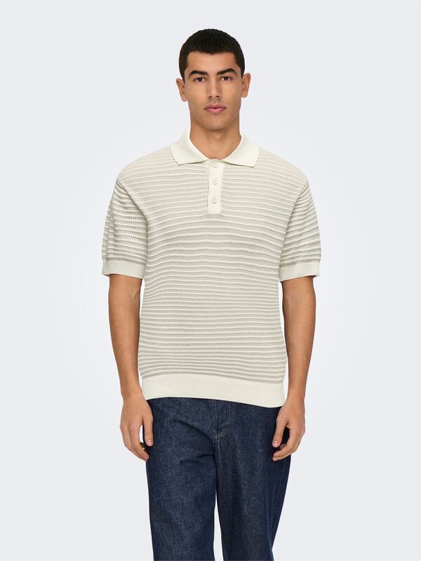 Only & Sons - ONSGUSTAV VIN 12 BUTTON POLO KNIT Erkek Gri Polo - 22031848