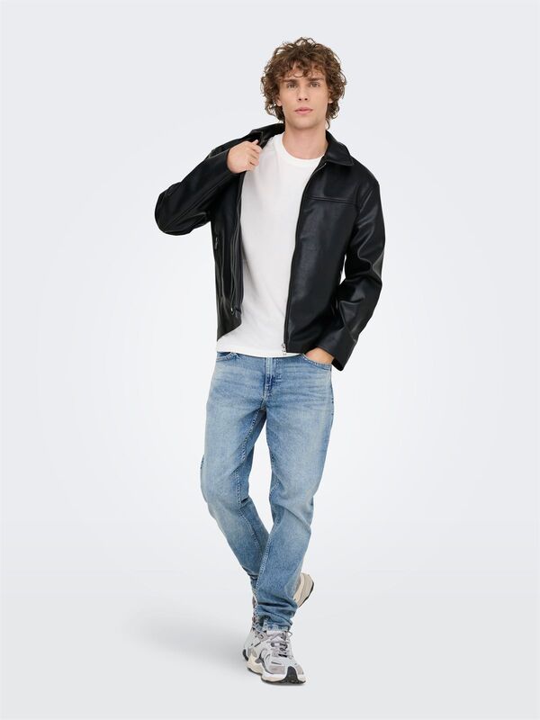 ONSJACK PU JACKET OTW Erkek Siyah Mont - 22034713
