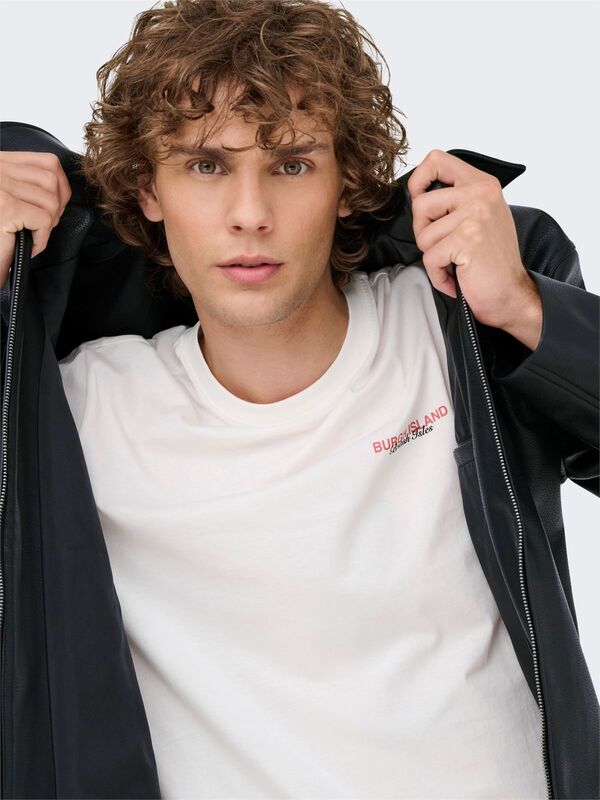 ONSJACK PU JACKET OTW Erkek Siyah Mont - 22034713