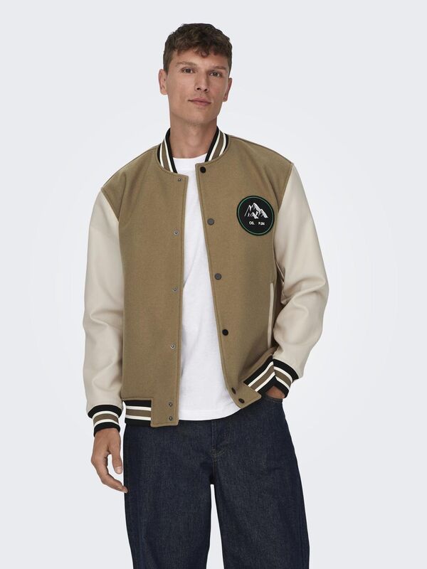 ONSJASON VARSITY JACKET OTW Erkek Kahverengi Mont - 22026189