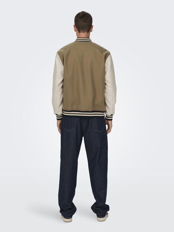 ONSJASON VARSITY JACKET OTW Erkek Kahverengi Mont - 22026189