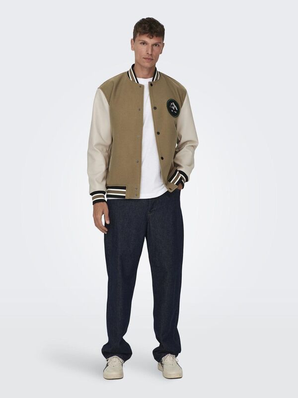 ONSJASON VARSITY JACKET OTW Erkek Kahverengi Mont - 22026189