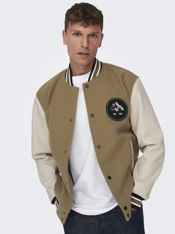 ONSJASON VARSITY JACKET OTW Erkek Kahverengi Mont - 22026189