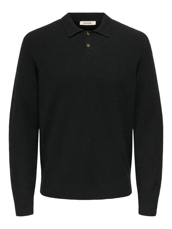 Only & Sons - ONSJAY REG LS POLO KNIT Erkek Siyah Kazak - 22033770