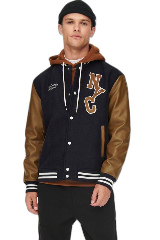 Only & Sons - Onsjay Varsity Jacket Otw Erkek Lacivert Mont - 22022572