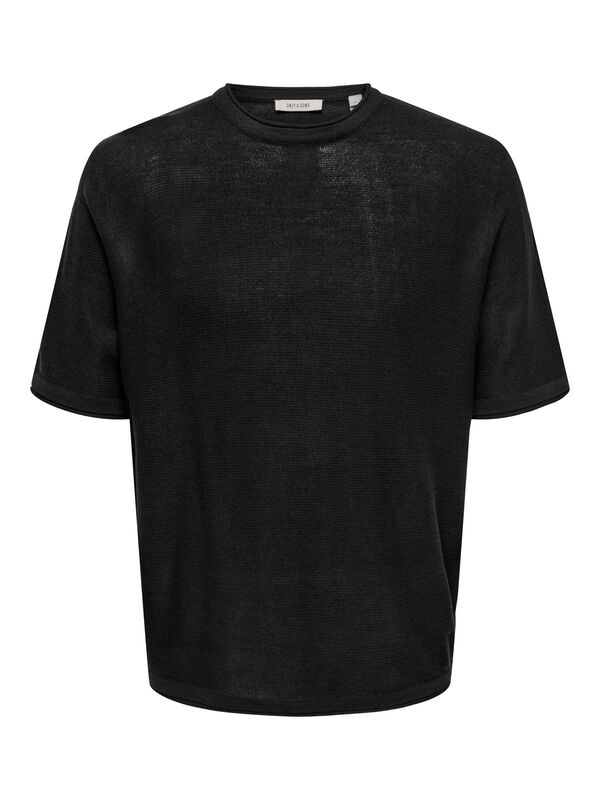 Only & Sons - ONSKALMAR RLX 12 SS CREW KNIT Siyah Kazak - 22033561