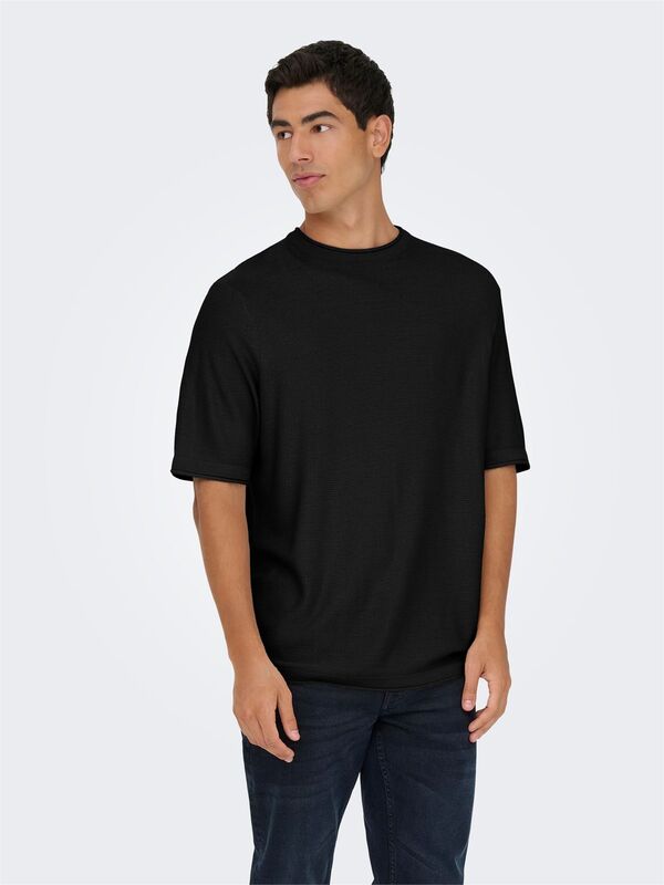 ONSKALMAR RLX 12 SS CREW KNIT Siyah Kazak - 22033561