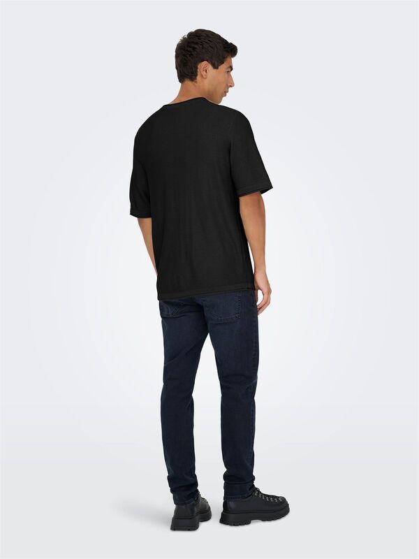 ONSKALMAR RLX 12 SS CREW KNIT Siyah Kazak - 22033561