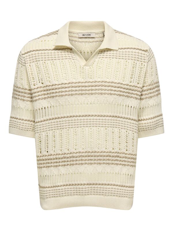 Only & Sons - ONSKARLOS RLX SS RESORT POLO KNIT Erkek Beyaz Kazak - 22033570