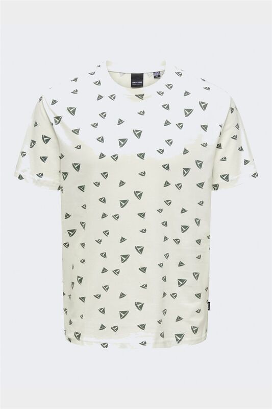 Only & Sons - ONSKENDALL REG DITSY SS TEE Erkek Cloud Dancer T-Shirt - OS22028732