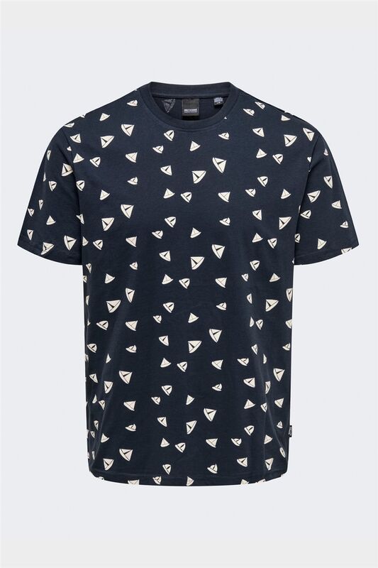 Only & Sons - ONSKENDALL REG DITSY SS TEE Erkek Dark Navy T-Shirt - OS22028732