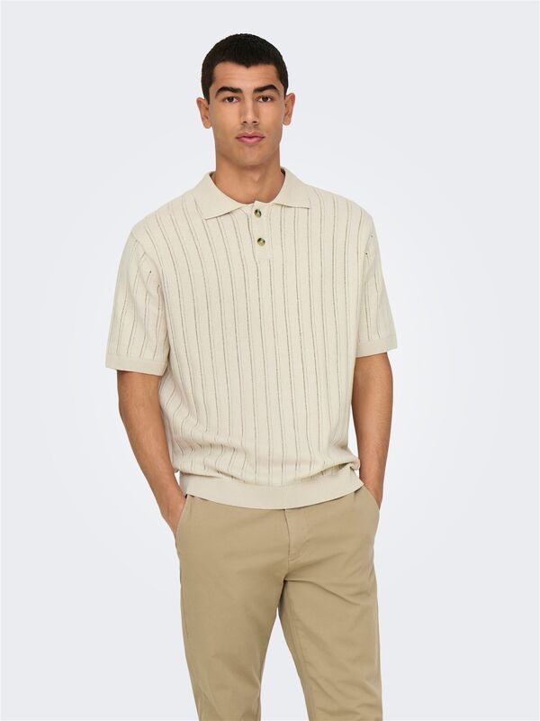 ONSKENT LIFE REG 12 SS POLO KNIT Erkek Bej Kazak - 22033463