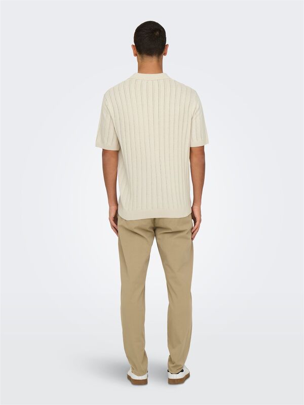 ONSKENT LIFE REG 12 SS POLO KNIT Erkek Bej Kazak - 22033463