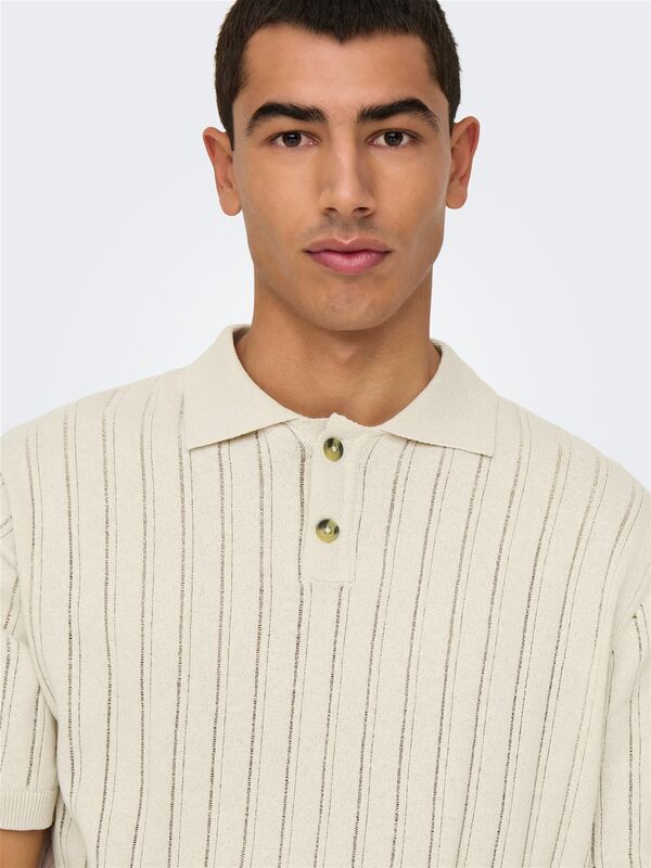 ONSKENT LIFE REG 12 SS POLO KNIT Erkek Bej Kazak - 22033463