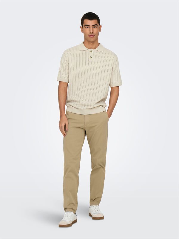 ONSKENT LIFE REG 12 SS POLO KNIT Erkek Bej Kazak - 22033463
