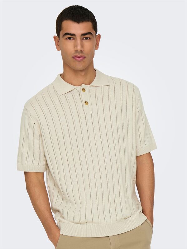 ONSKENT LIFE REG 12 SS POLO KNIT Erkek Bej Kazak - 22033463