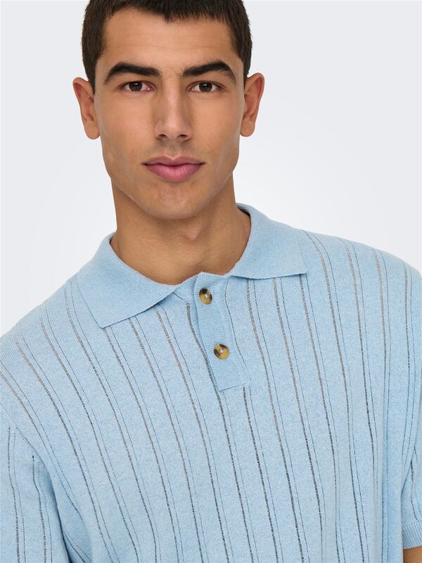 ONSKENT LIFE REG 12 SS POLO KNIT Erkek Mavi Kazak - 22033463