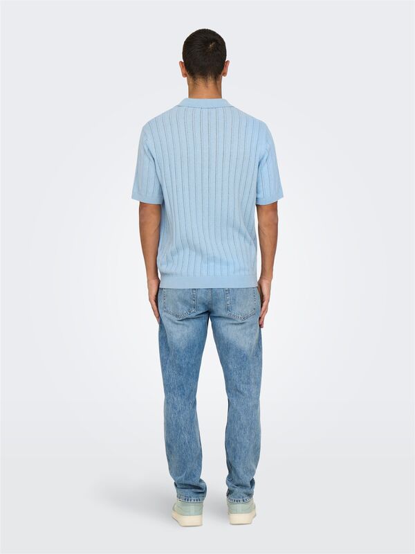 ONSKENT LIFE REG 12 SS POLO KNIT Erkek Mavi Kazak - 22033463