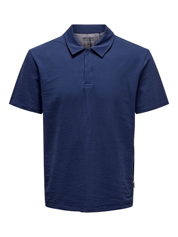Only & Sons - ONSKIAN LIFE REG SEERSUCKER SS POLO Erkek Mavi Polo - 22028694