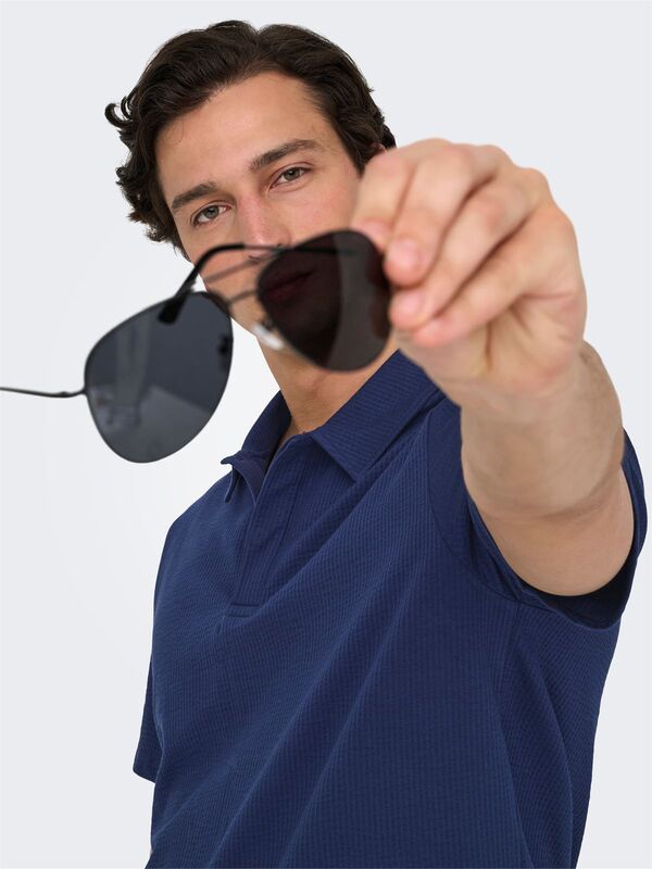 ONSKIAN LIFE REG SEERSUCKER SS POLO Erkek Mavi Polo - 22028694