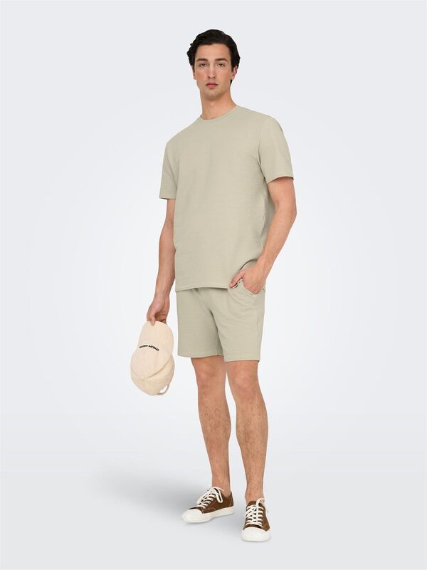 ONSKIAN LIFE REG SEERSUCKER SS TEE NOOS Erkek Gri T-Shirt - 22028692