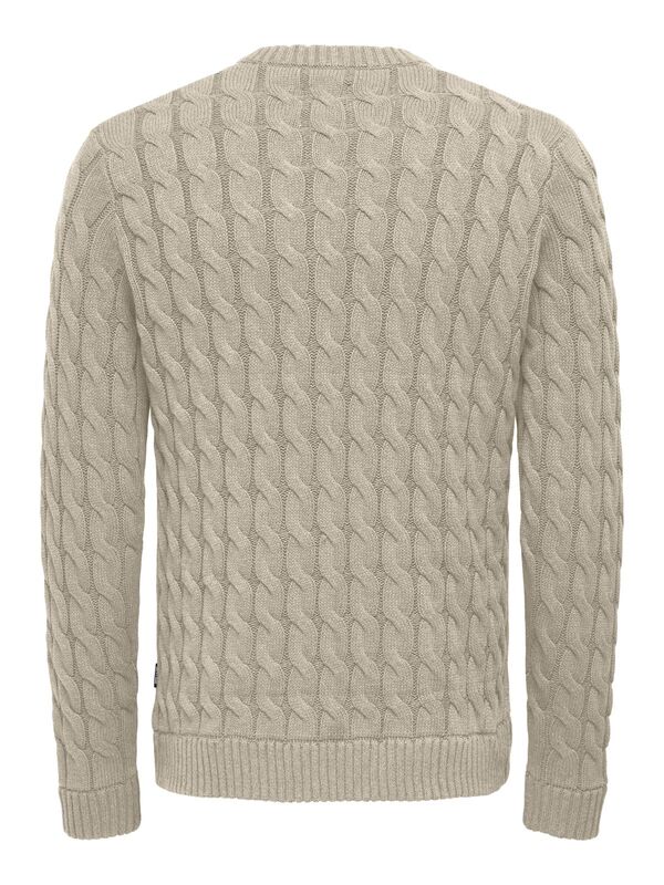 ONSKICKER LIFE REG 3 CABLE CREW KNIT Erkek Gri Kazak - 22026504