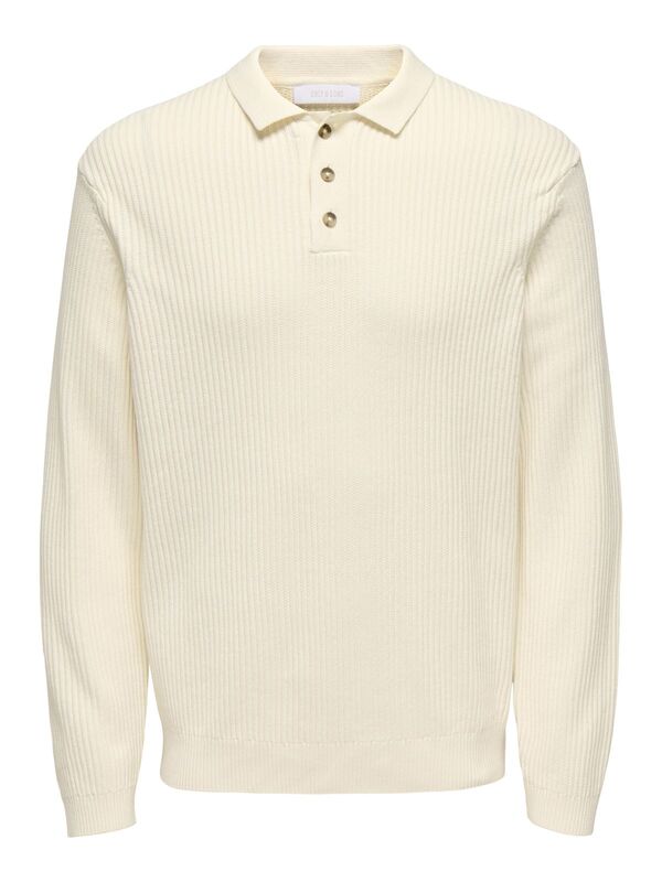 Only & Sons - ONSLAW REG LS POLO KNIT FRML Erkek Beyaz Kazak - 22035031