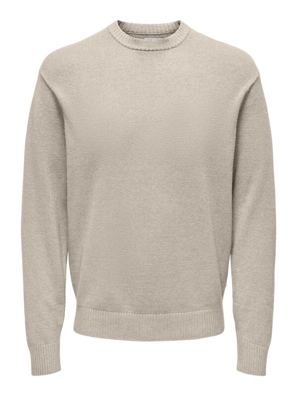 ONSLEON LIFE REG 12 PBT CREW KNIT Erkek Bej Kazak - 22030507