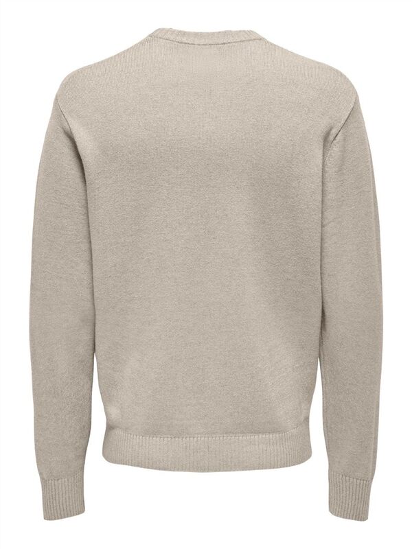 ONSLEON LIFE REG 12 PBT CREW KNIT Erkek Bej Kazak - 22030507