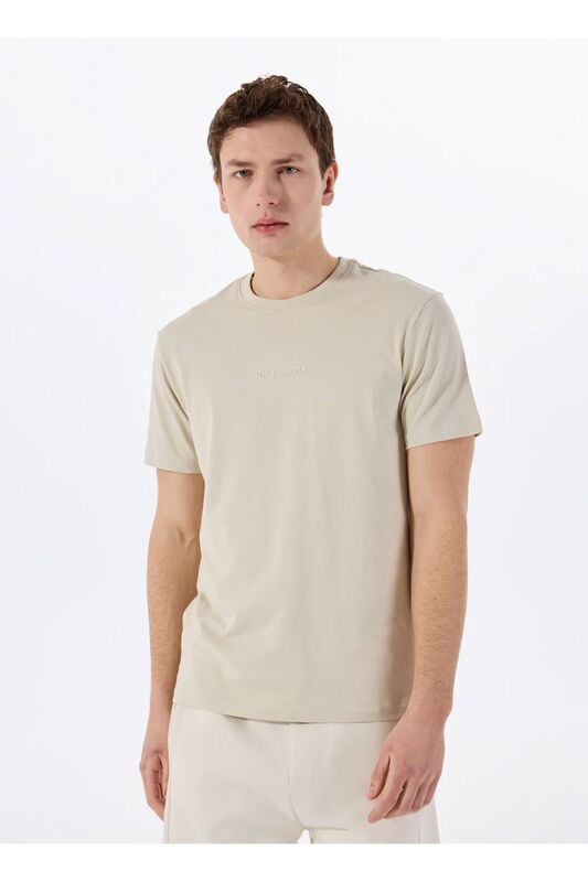 Only & Sons - ONSLEVI LIFE REG TEXT SS TEE NOOS Erkek Bej - 22028147