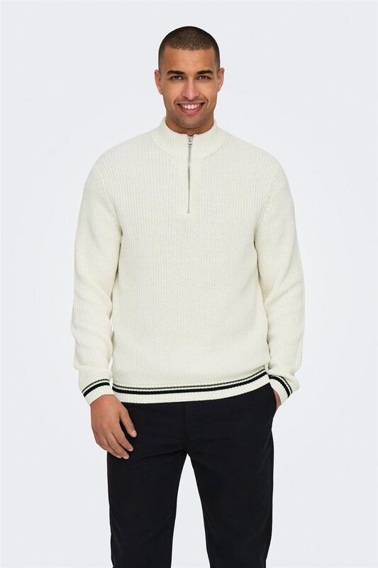 Only & Sons - ONSLIMA LIFE REG 5 MIX BOX KNIT BTS Erkek Beyaz Kazak - 22031007