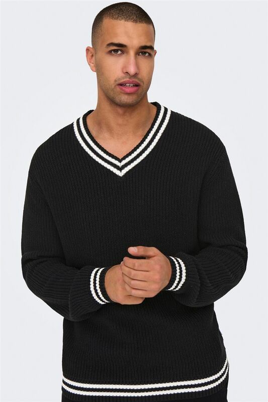 ONSLIMA LIFE REG 5 MIX BOX KNIT BTS Erkek Siyah Kazak - 22031007